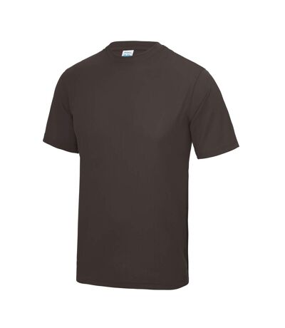 Just Cool Mens Performance Plain T-Shirt (Hot Chocolate)