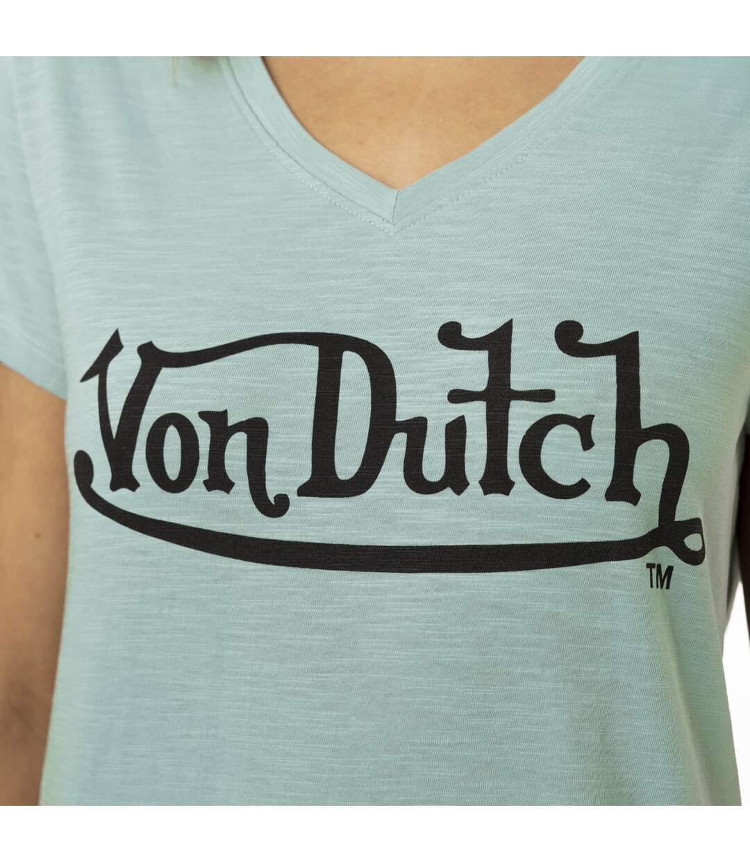 T-shirt femme col rond en slub coton avec print devant Slub Vondutch