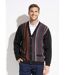 Gilet col V boutonné rayures jacquard laine-1
