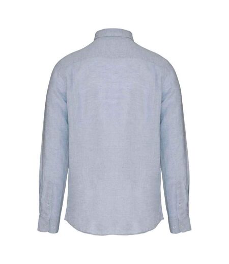 Native Spirit Mens Linen Long-Sleeved Shirt (Linen Blue) - UTPC6777
