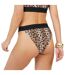 Womens/ladies Leopard Print High Leg Bikini Bottoms Black Brown Brave Soul-3