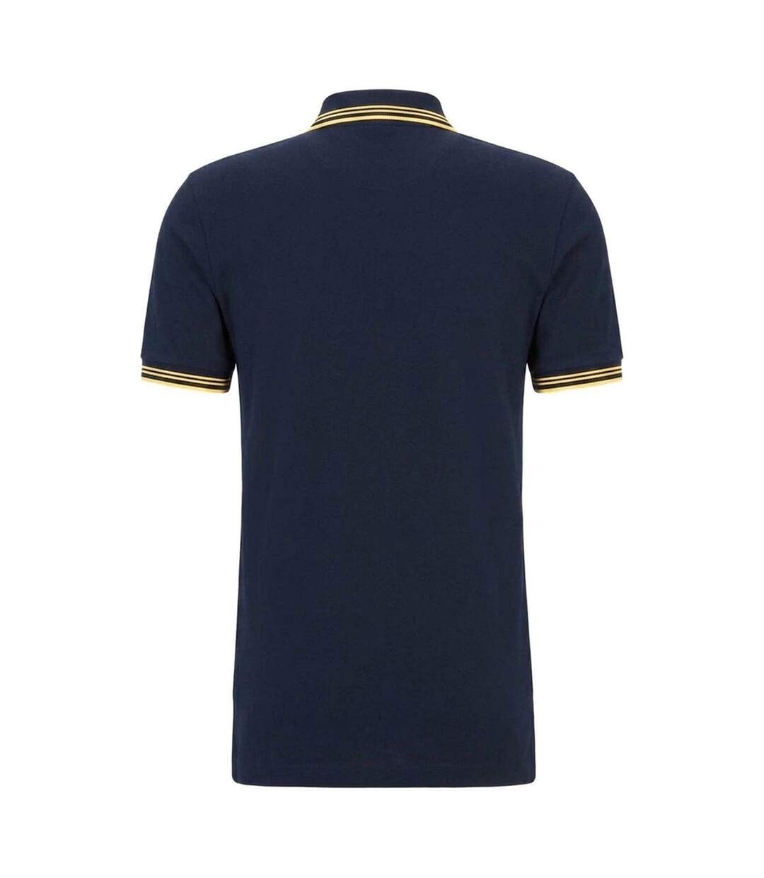 Polo Motif/style Rayures Contrastées Paul Homme Bleu Marine Jaune Or Boss-3