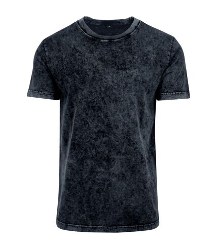 Build Your Brand Mens Acid Washed Tee (Dark Gray/White)