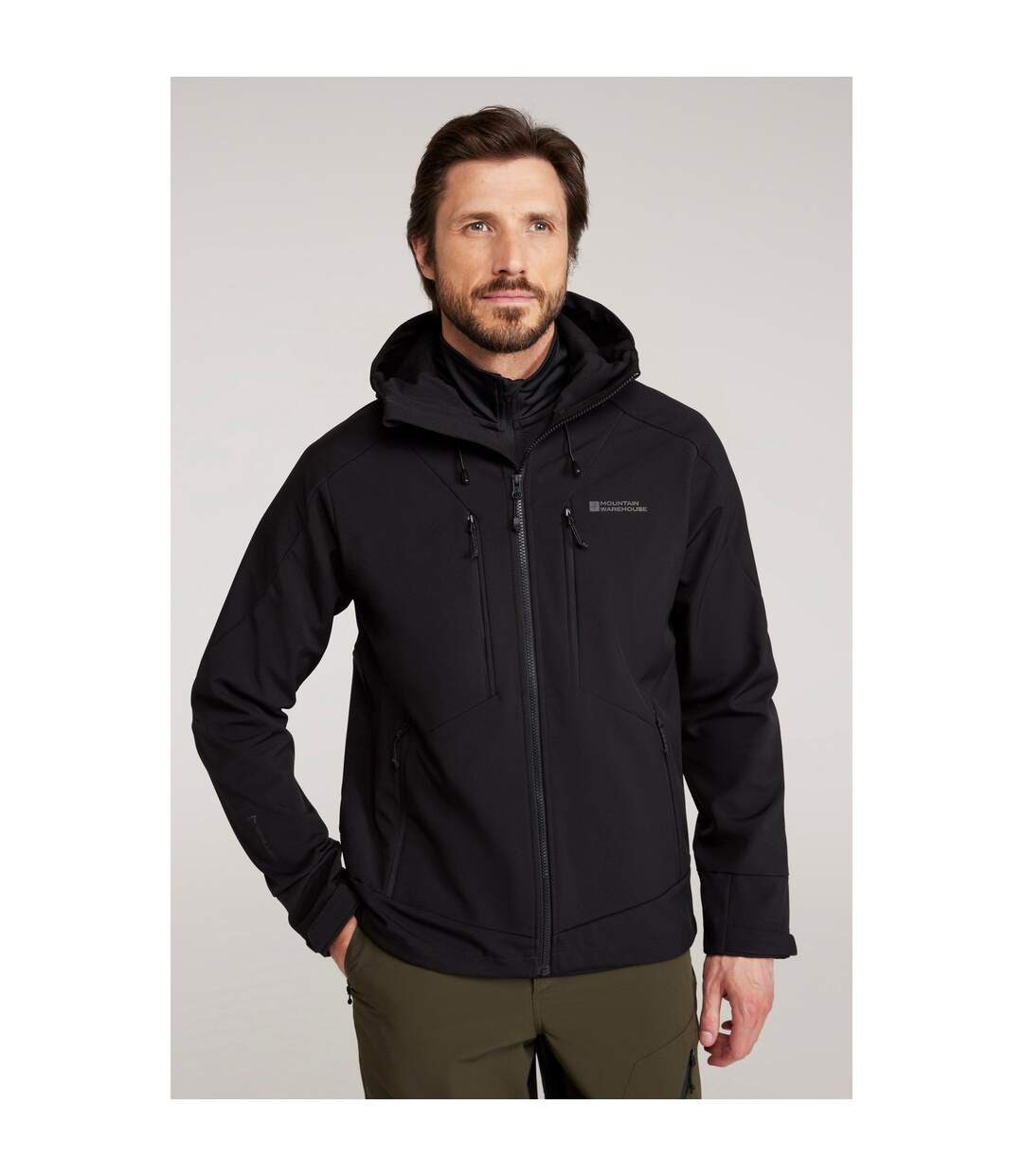 Mens Radius Recycled Soft Shell Jacket Black Mountain Warehouse-1