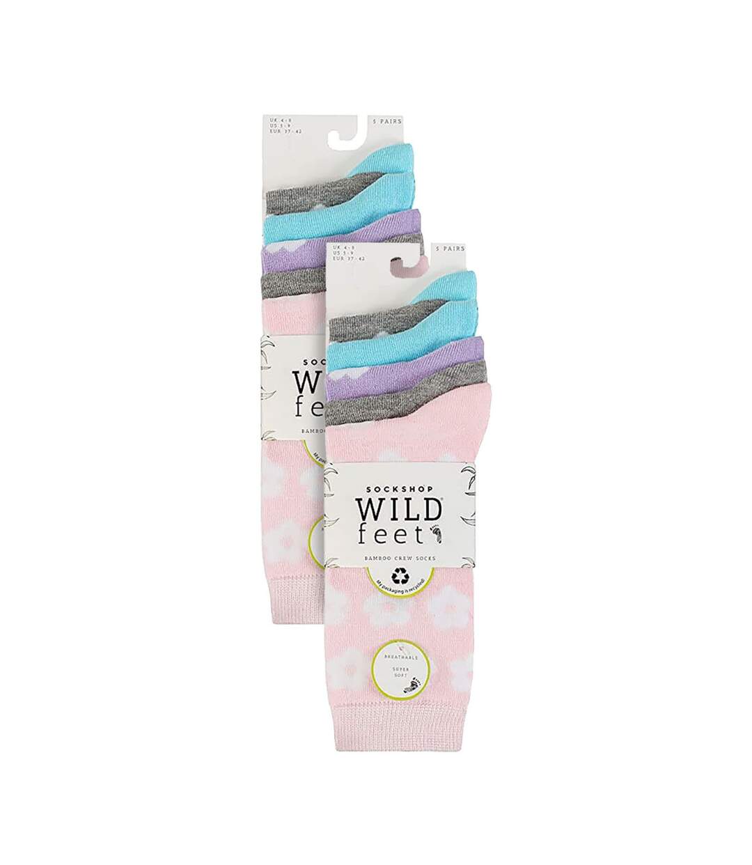 Wildfeet - 10 Paires Femme Chaussettes Bambou Mi-mollet Jacquard Imprimé-2