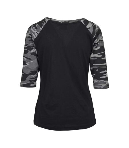 Haut Manches ¾ Motif/style Contrasté Femme Noir Noir Gris Gris Clair Urban Classics