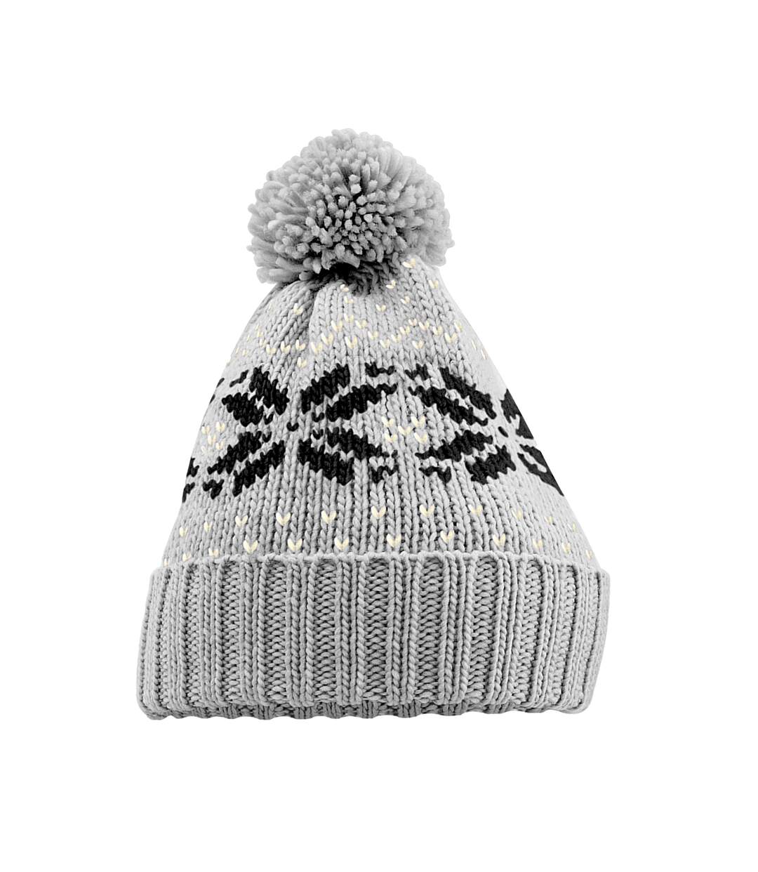 Bonnet snowstar adulte gris clair / noir / blanc cassé Beechfield