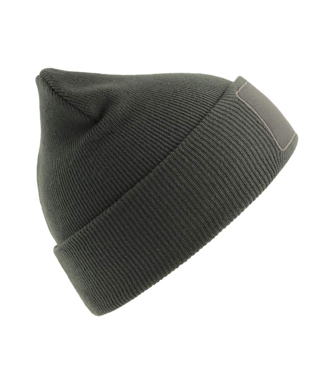 Unisex Adult Wind S Patch Recycled Double Skin Cuffed Beanie Dark Grey Atlantis-1