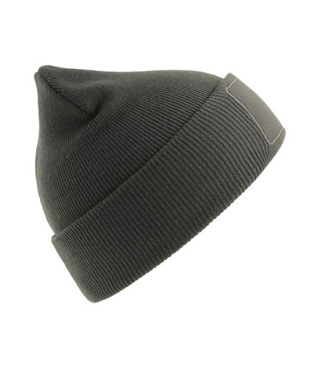 Unisex Adult Wind S Patch Recycled Double Skin Cuffed Beanie Dark Grey Atlantis