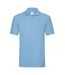 Mens premium cotton pique polo shirt sky blue Fruit of the Loom