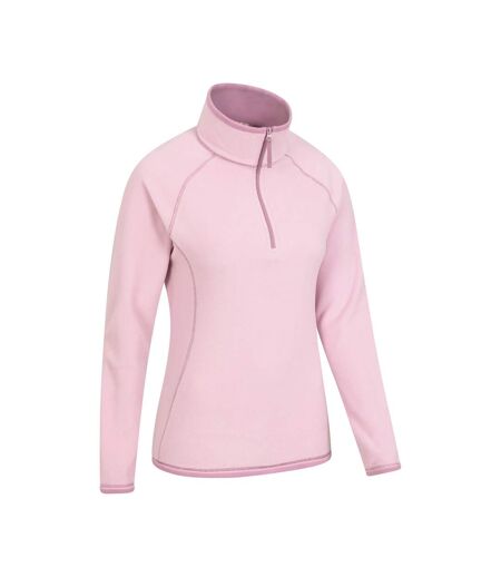 Womens/ladies Montana Half Zip Fleece Top Dark Pink Mountain Warehouse