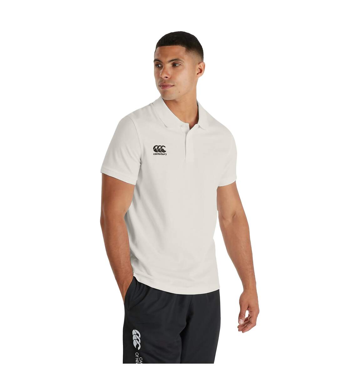 Mens short sleeve cricket shirt cream Canterbury