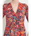 Robe cache-coeur courte manches 3/4 motif floral-3