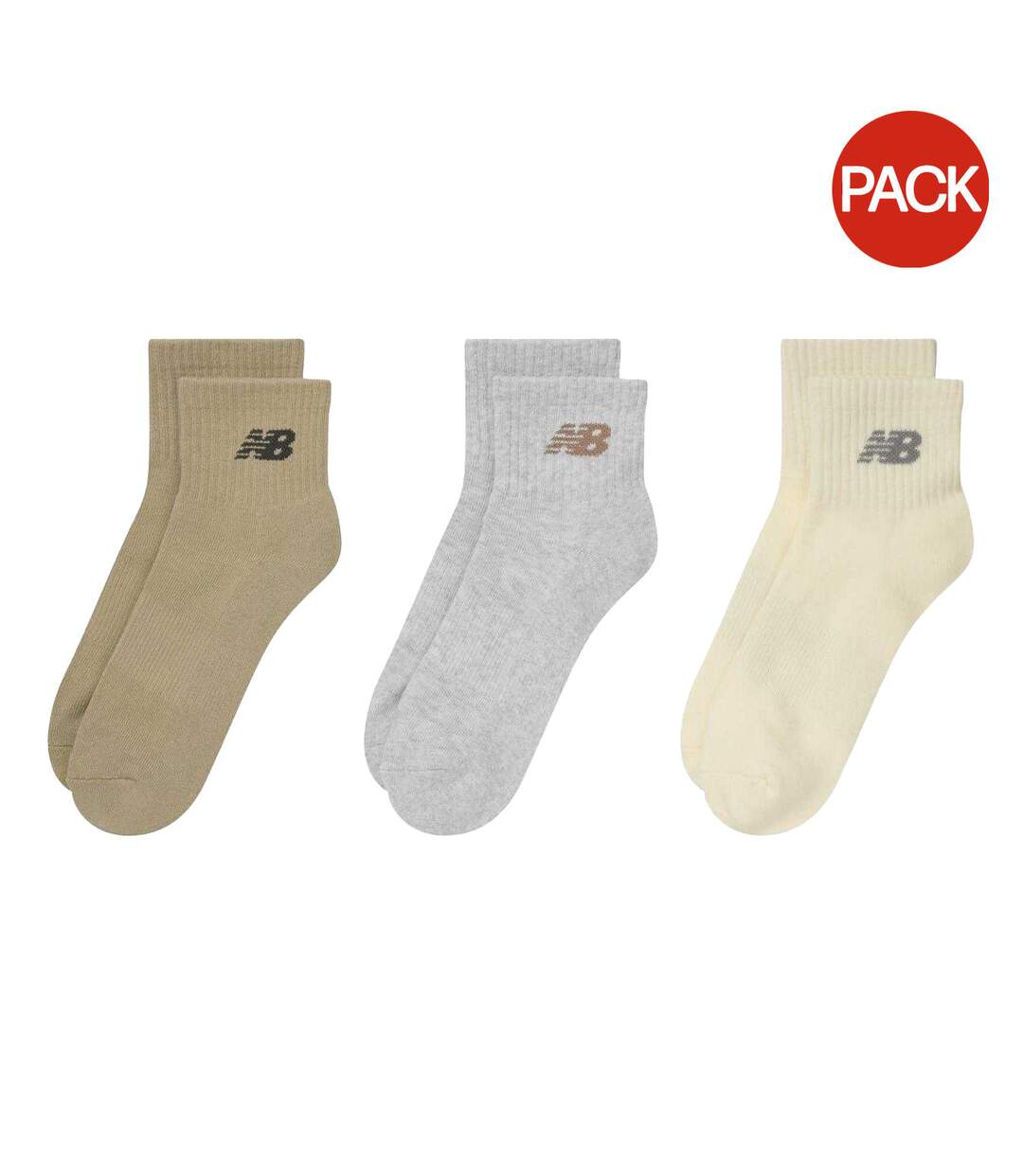 Pack Of 3  Unisex Adult Cotton Blend Ankle Socks  Neutral New Balance-1