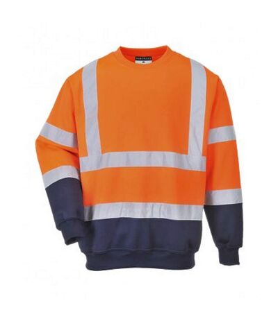 Portwest Mens Hi-Vis Two Tone Sweatshirt (Orange/Navy)