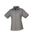 Womens/ladies Poplin Short-sleeved Blouse Dark Grey Premier-1