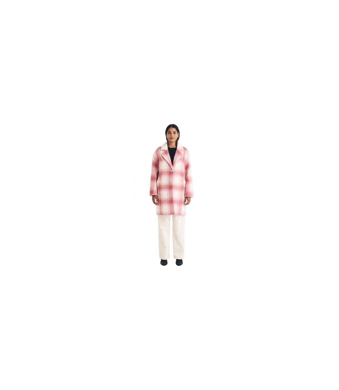 Womens/ladies Plaid Coat Pink Hugo-1