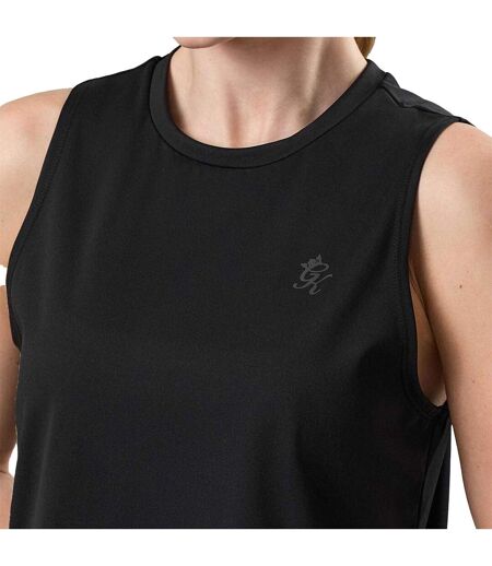 Womens/ladies Victory Split Hem Tank Top Black Gym King