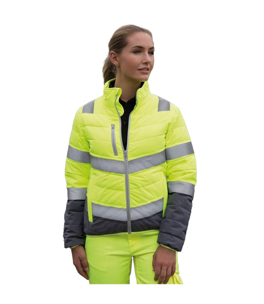 Doudoune femme jaune fluo / gris Result Safe-Guard-3