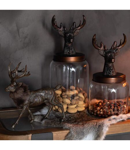Statuette Déco Cerf Imitation Fourrure 24cm Marron
