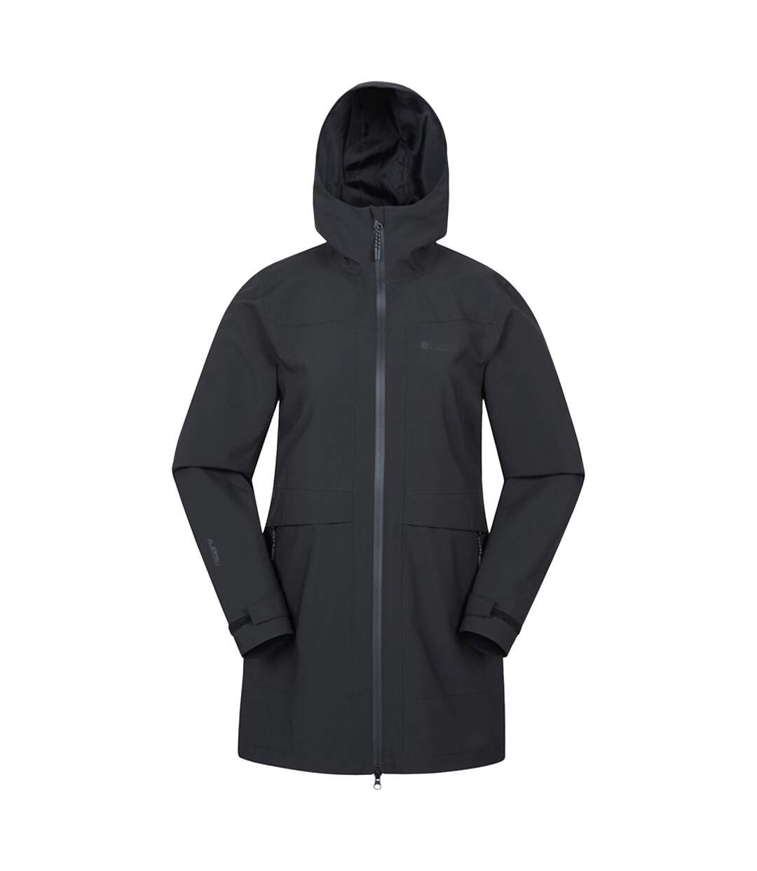 Womens/ladies april longline waterproof jacket black Mountain Warehouse-1