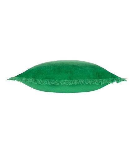 Gracie fringed velvet cushion cover 45cm x 45cm emerald green Furn