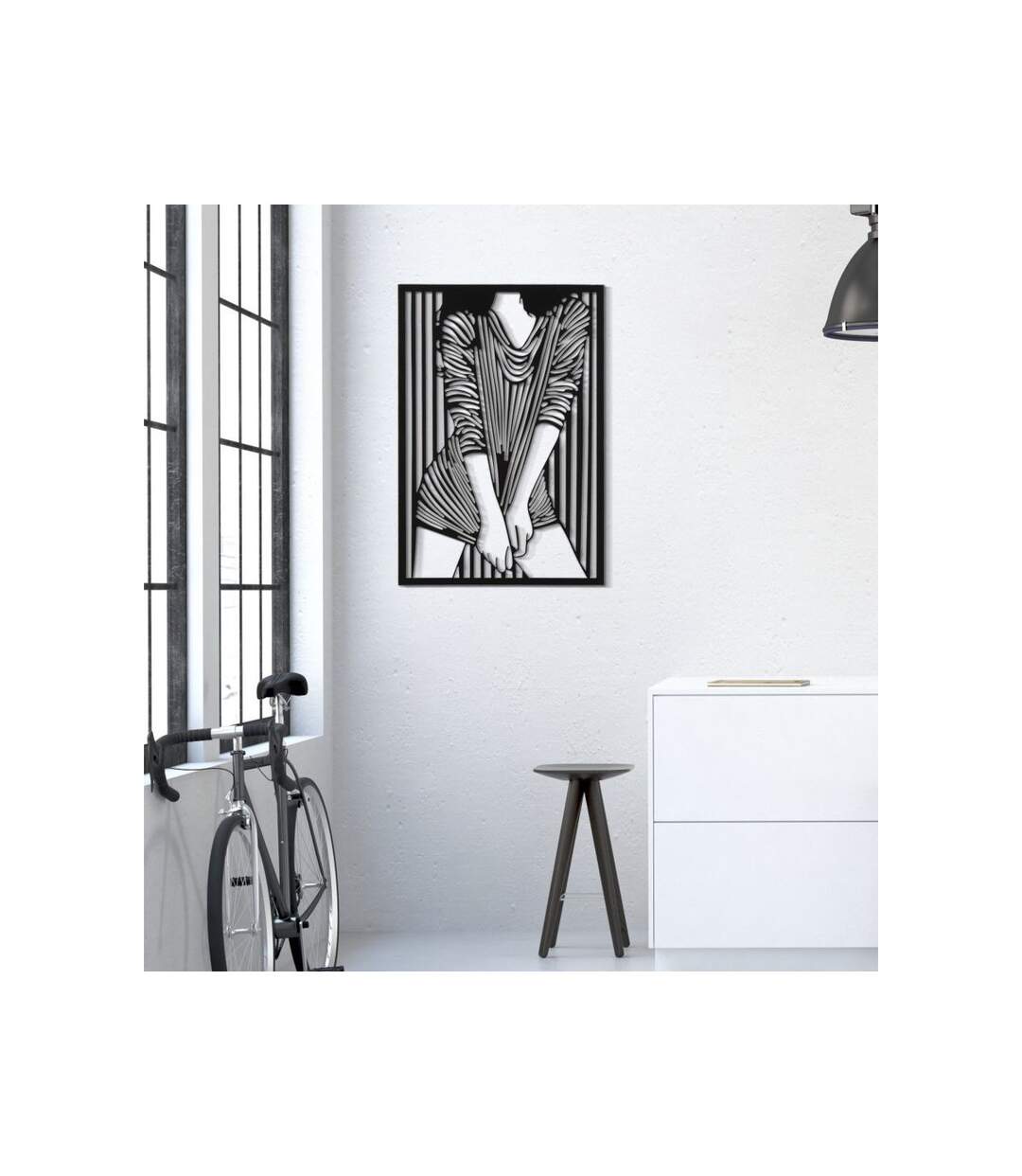 Décoration Murale Encadrée en Métal Fashion 60cm Noir-5