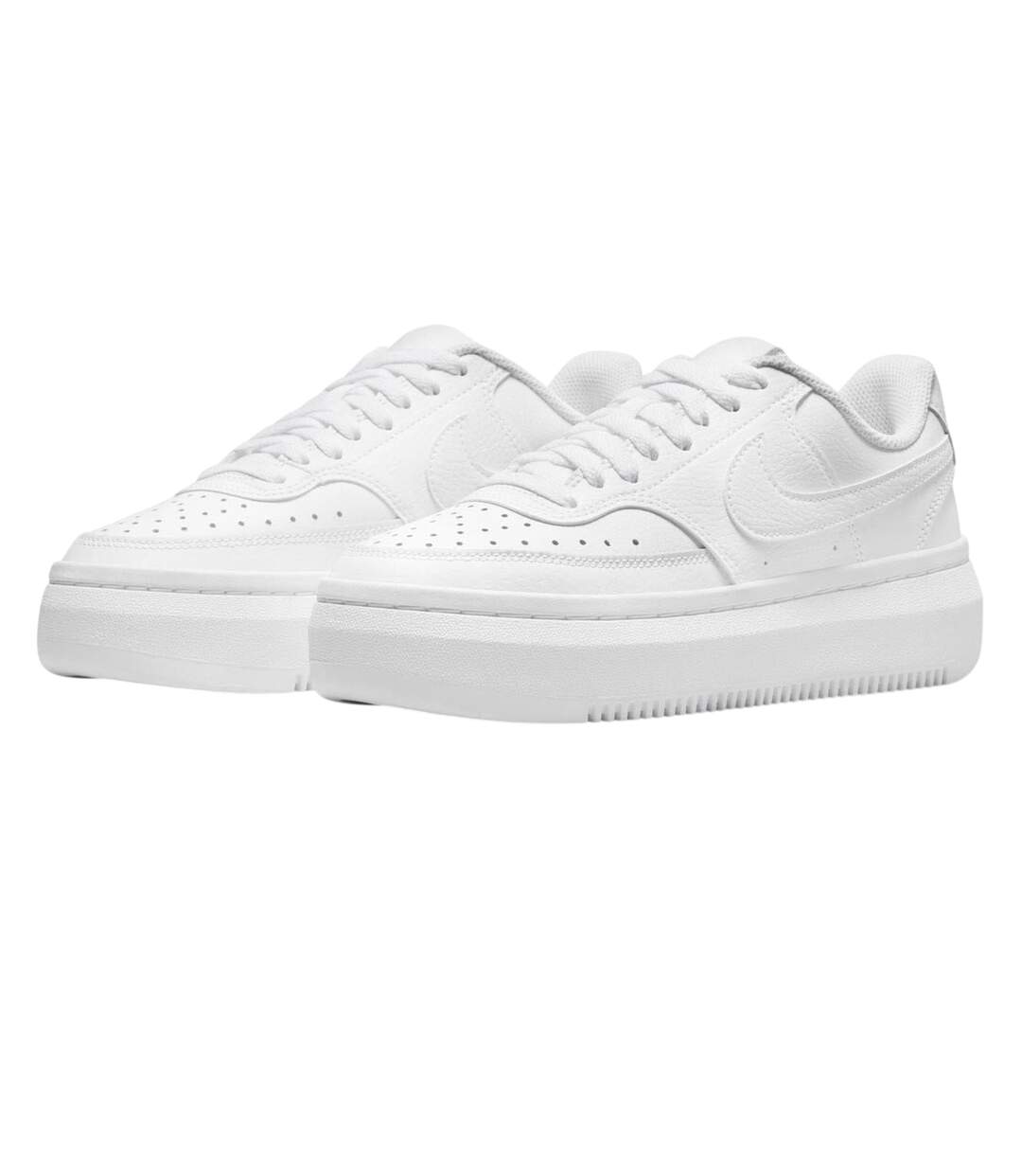 Womens/ladies Court Vision Swoosh Leather Platform Trainers White Nike-4