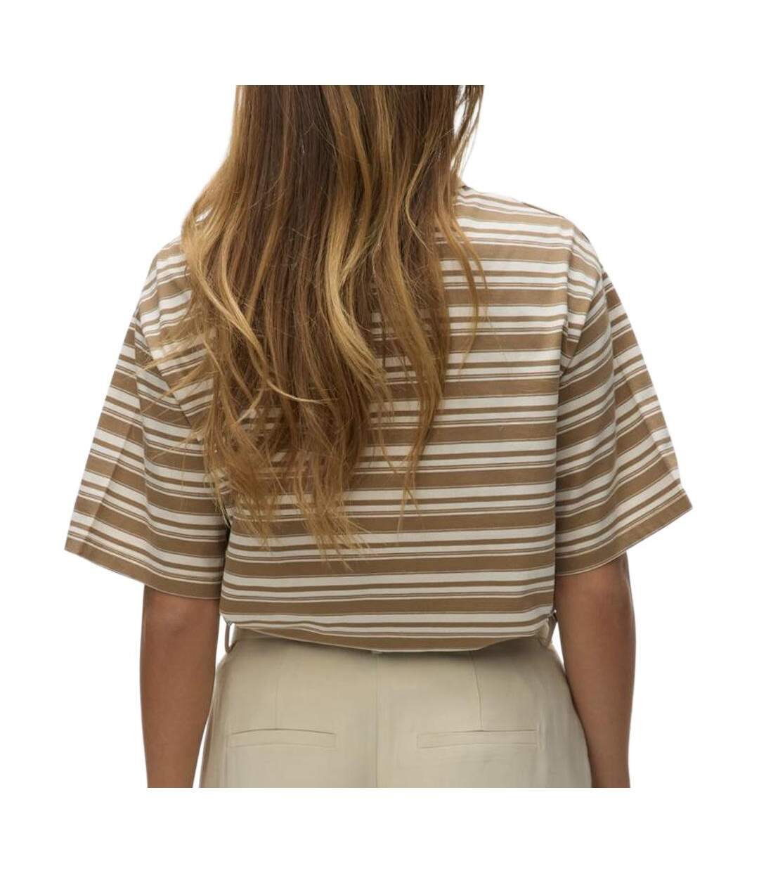 Polo marron/blanc femme vero moda awmaren 2/4-2