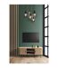 Meuble TV 2 portes coulissantes effet tasseau BONNIE - Beige-2