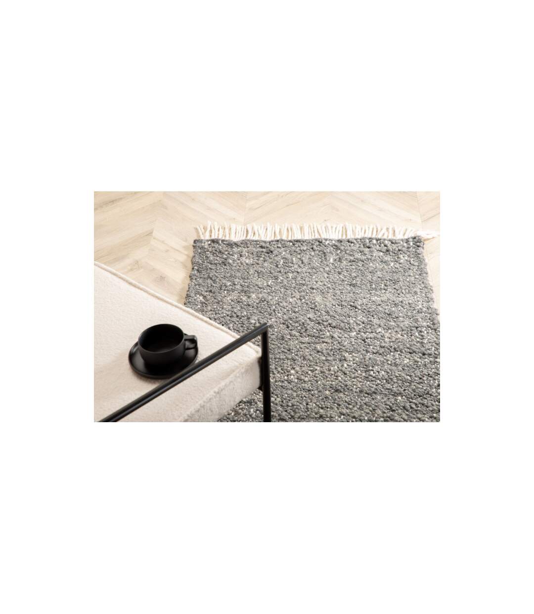 Tapis Déco en Laine Betina 80x250cm Gris-5