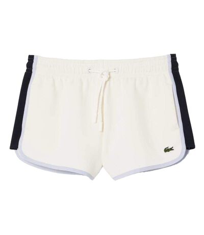 Womens/ladies Pique Contrast Panel Shorts Cream Lacoste