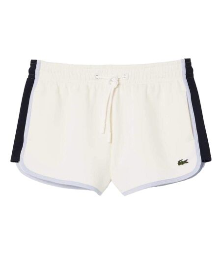 Womens/ladies Pique Contrast Panel Shorts Cream Lacoste