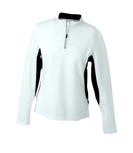 t-shirt manches longues running respirant JN317 - blanc et noir - FEMME