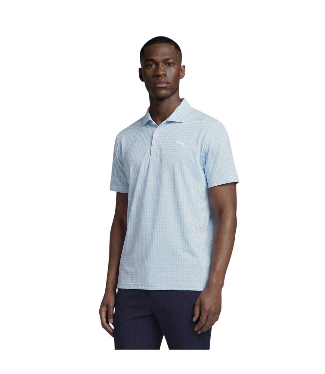 Mens Cloudspun Polo Shirt White Blue Puma-4