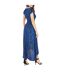 Womens/ladies Leopard Print Capped Sleeved Wrap Dress Blue Yumi-3