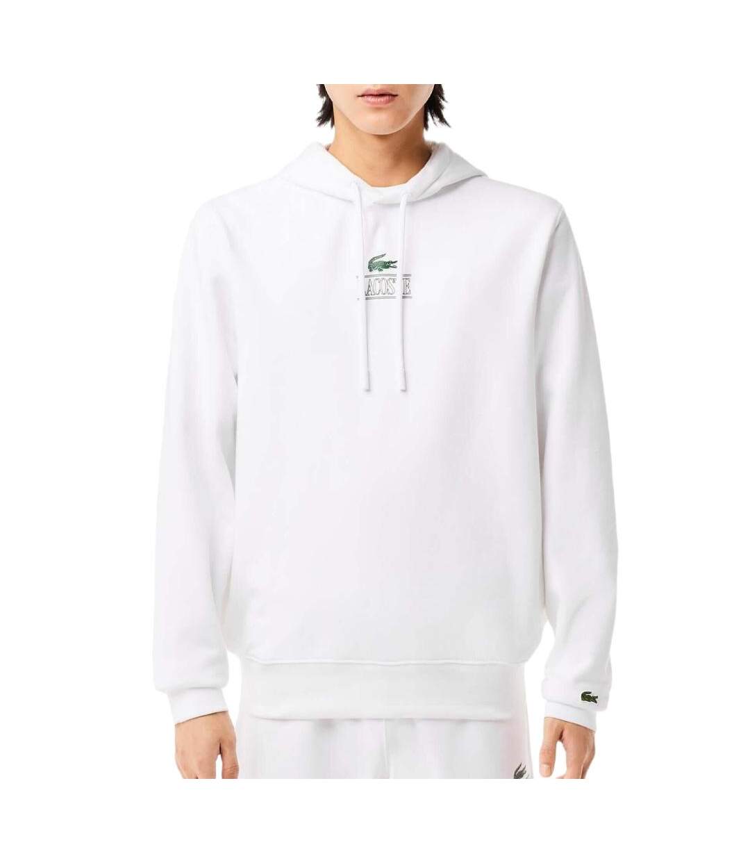 Sweat à capuche blanc homme lacoste sh5643-1