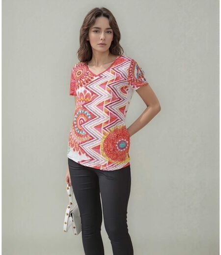 Tee shirt femme manches courtes - Imprimé graphique - Tendance et polyvalent