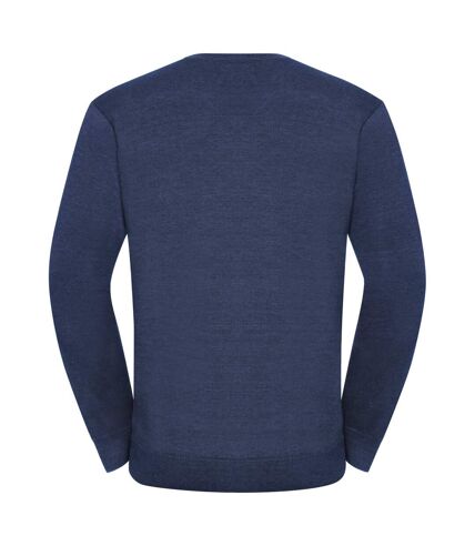 Russell Collection Mens V-Neck Knitted Pullover Sweatshirt (Denim Marl) - UTBC1012