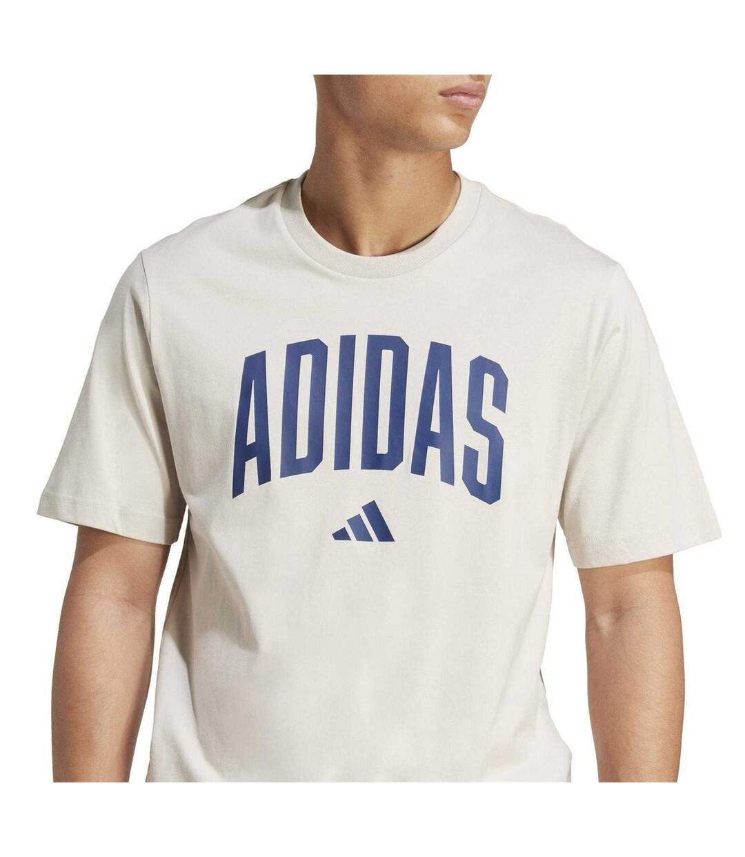 T-shirt Motif/style Logo Arqué Homme Blanc Cassé Adidas-4