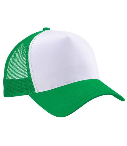 Beechfield Mens Half Mesh Trucker Cap/Headwear (Black/Lime Green)