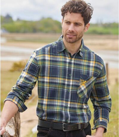 Men's Navy Checked Flannel Shirt 