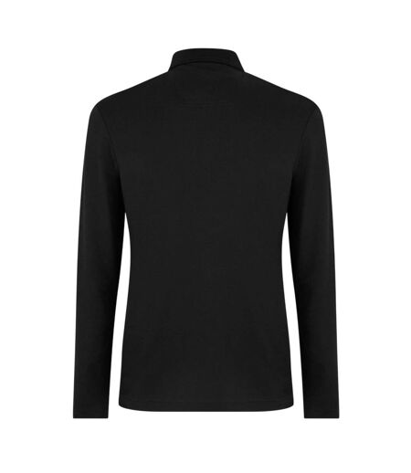 Mens Pirol Logo Long-sleeved Polo Shirt Black Boss
