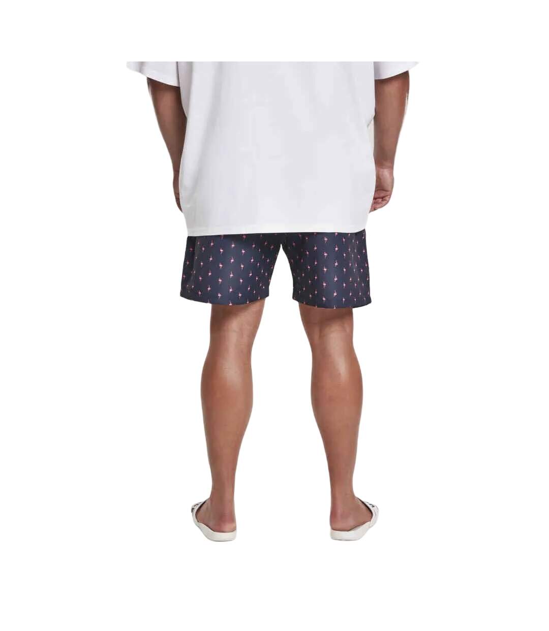 Short De Bain Motif/style Flamant Rose Homme Bleu Marine Rose Urban Classics-2