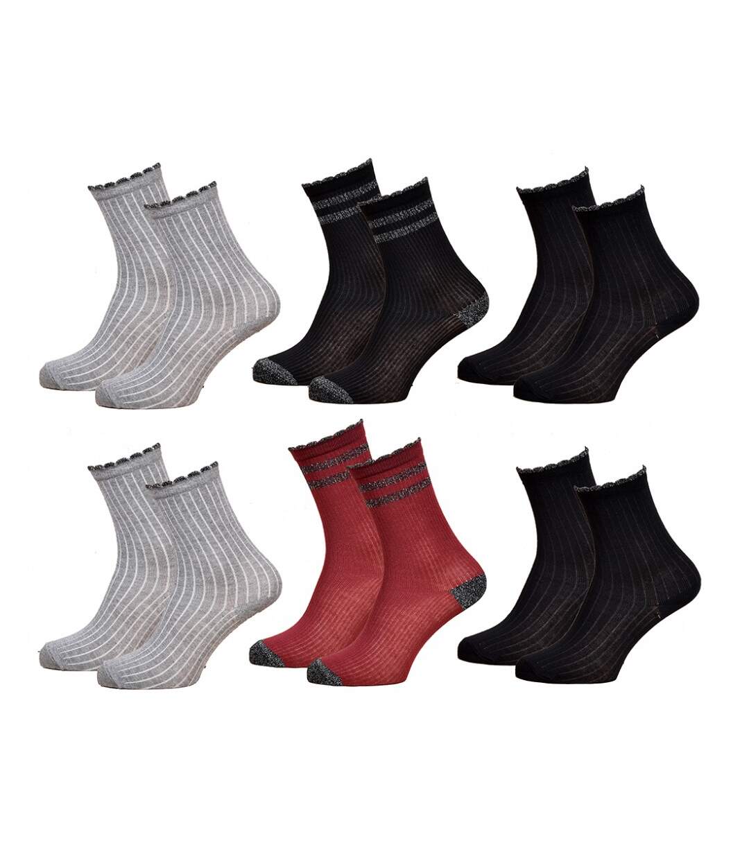 Chaussettes Femme Fantaisie Confort Coton Majoritaire - Pack de 6-1