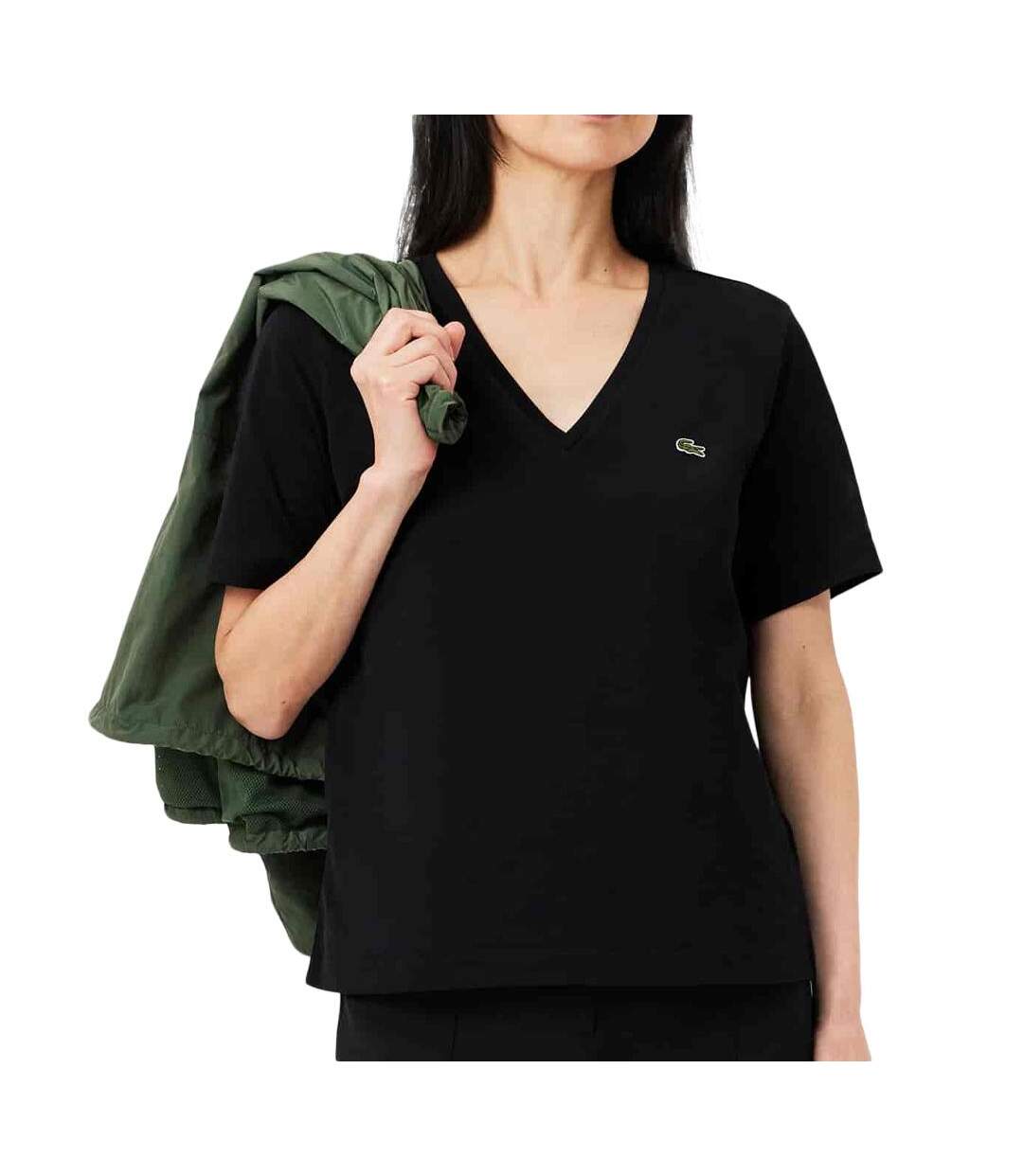 T-Shirt noir femme lacoste relaxed-1