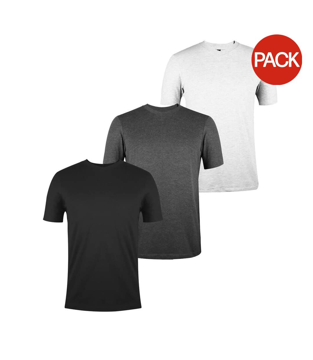 Lot De 3  T-shirts Homme Gris Chiné Charbon Chiné Noir Donnay-1