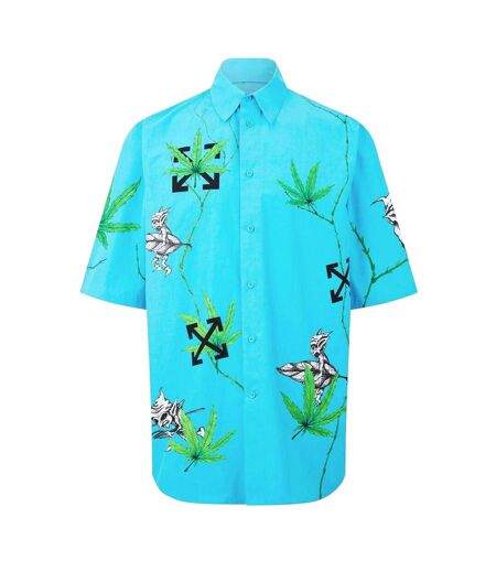 Mens Virgil Leaves Relaxed Fit Shirt Blue Off White