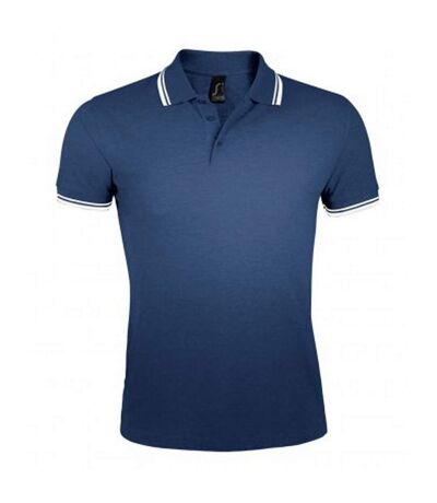 SOLS Mens Pasadena Tipped Short Sleeve Pique Polo Shirt (French Navy/White) - UTPC2431