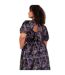 Womens/ladies Keyhole Regular Puff Sleeve Midi Dress Multicoloured Print Lovedrobe-3